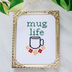 Cross-Stitch Art with Mug Design